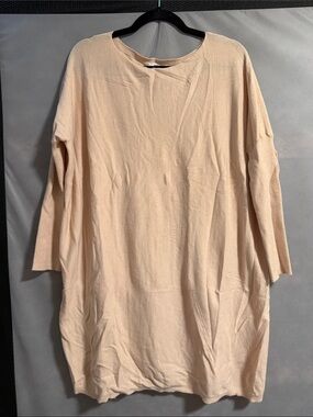 Women's Long Sleeve Tunic Dress in Light Peach - Casual Comfort